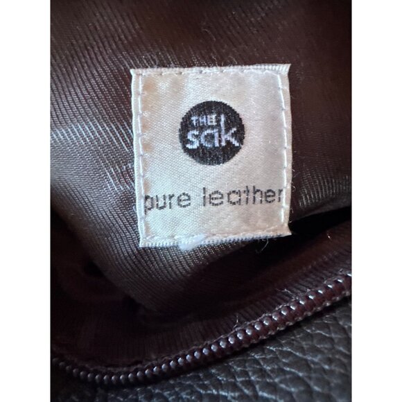 Vtg The Sak Pure Leather Pebbled Brown Shoulder Bag Purse Logo Charm Hobo Y2K - Picture 6 of 13